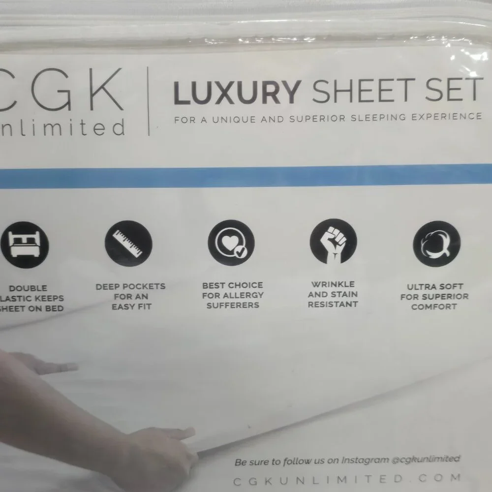 New Luxury Sheet Set Twin XL 3pc Bedding Fitted, Flat, Pillowcase Light Gray‎